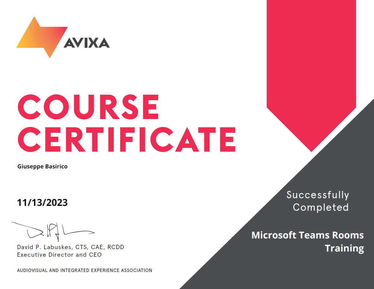 AVIXA Microsoft Teams Room Training 2023